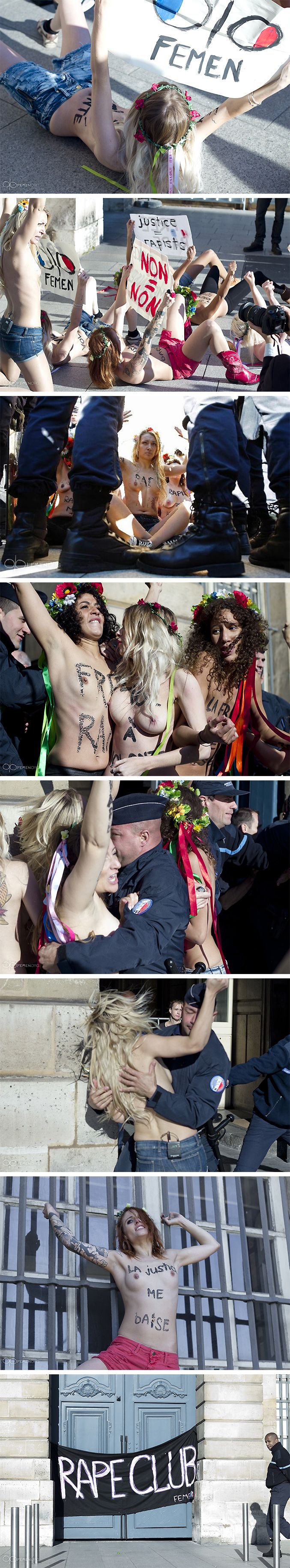 Голые FEMEN с криками о кастрации штурмовали минюст Франции