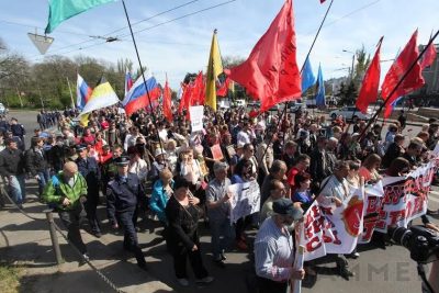 В Одессе прошел пророссийский  марш: собирали деньги на лечение милиционеров