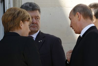 Порошенко, Путин и Меркель