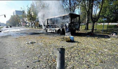 Обстрел маршрутки в Донецке, иллюстрация Обстрел маршрутки в Донецке, иллюстрация