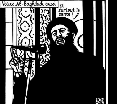 Карикатура Charlie Hebdo на лидера Исламского государства Абу Бакр аль-Багдади Карикатура Charlie Hebdo на лидера Исламского государства Абу Бакр аль-Багдади