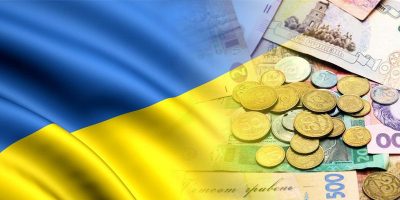 Украина, флаг, деньги, долг