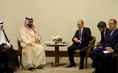 Встреча Владимира Путина с заместителем Наследного принца, вторым заместителем премьер-министра и Министром обороны Саудовской Аравии Мухаммадом ибн Салманом Аль Саудом. Встреча Владимира Путина с заместителем Наследного принца, вторым заместителем премьер-министра и Министром обороны Саудовской Аравии Мухаммадом ибн Салманом Аль Саудом.