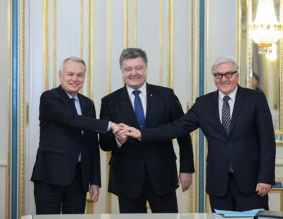 Жан-Марк Эро, Петр Порошенко и Франком-Вальтером Штайнмайер