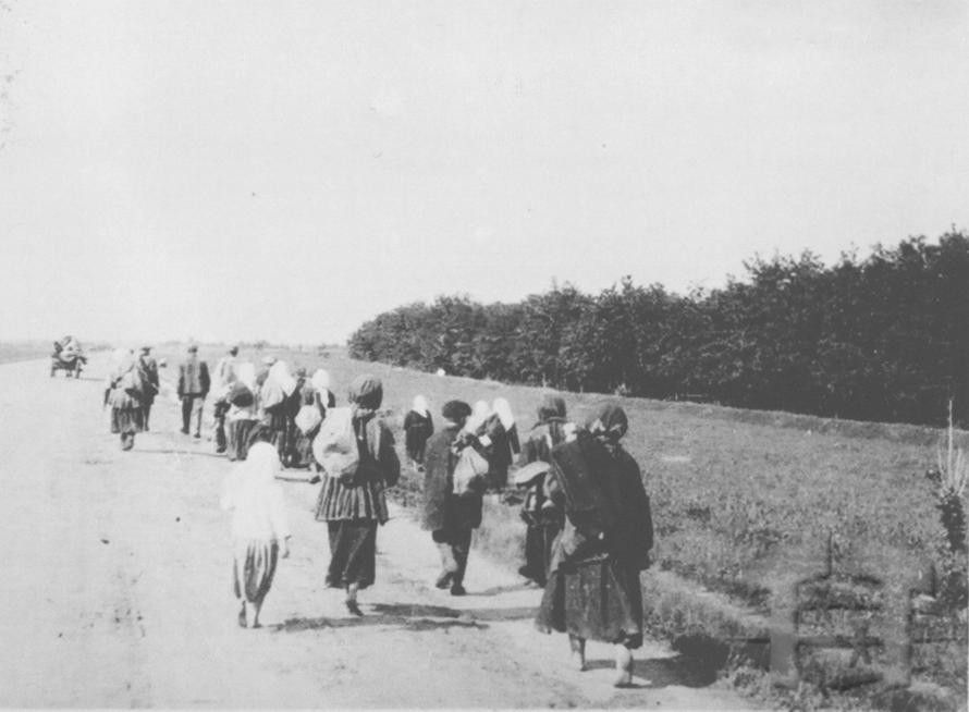 Голодные крестьяне покидают село и идут в город искать хлеб