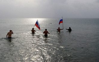 Крым, море, флаг, Россия Крым, море, флаг, Россия