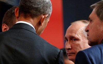 Владимир Путин и Барак Обама. Владимир Путин и Барак Обама.