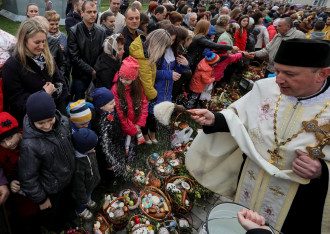 Пасхальная служба греко-католиков в Пустомытах.
