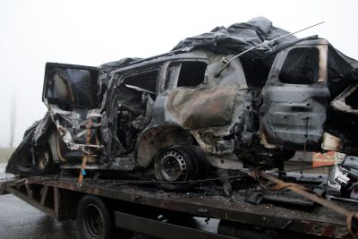Взорванный автомобиль ОБСЕ Взорванный автомобиль ОБСЕ