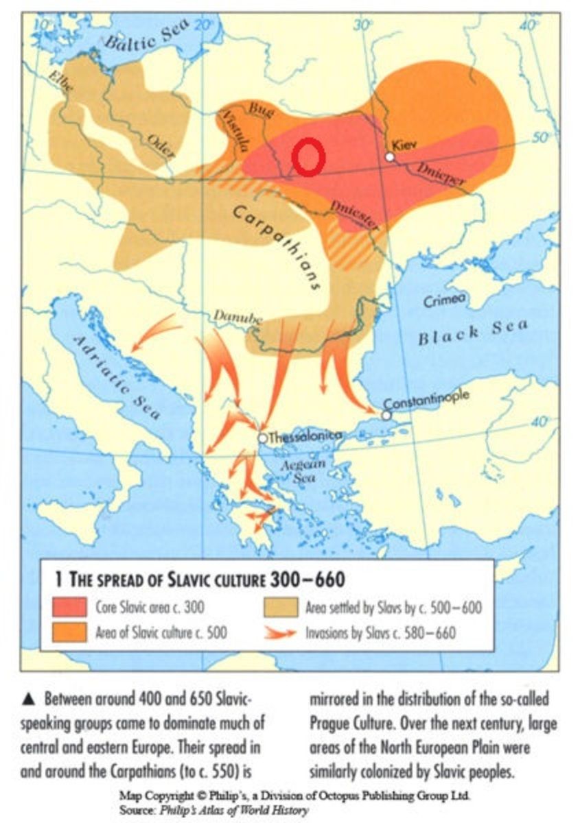 Слов’янські культури в 300—660 рр. н.е. (зі збірника карт про світові культури) Слов’янські культури в 300—660 рр. н.е. (зі збірника карт про світові культури)