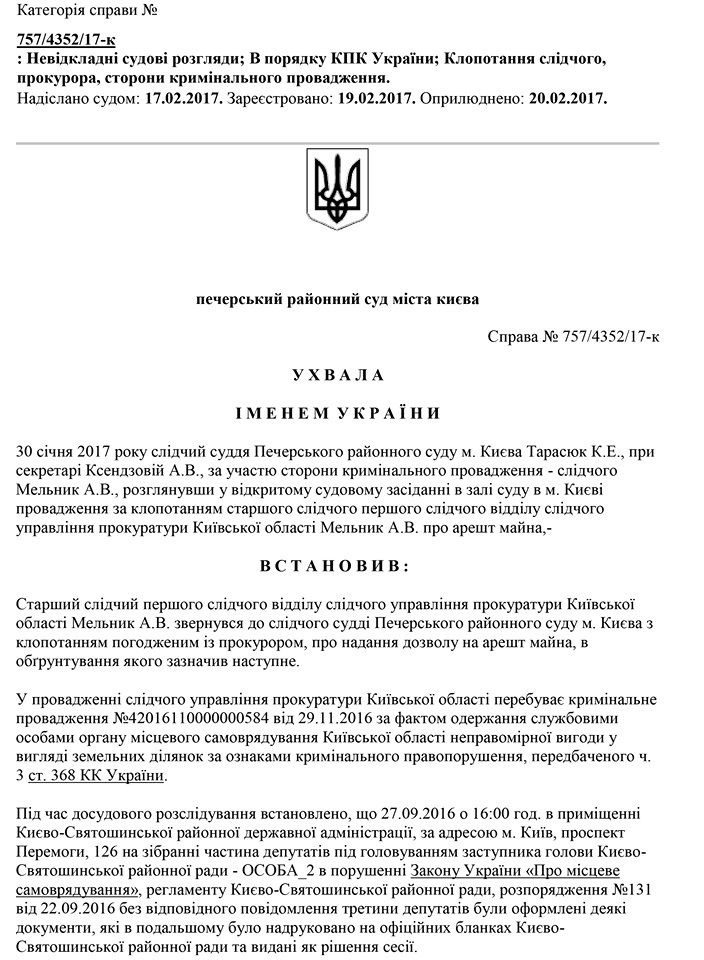 В Киеве депутатов, сместивших главу райсовета, заподозрили в земельных аферах: опубликован документ В Киеве депутатов, сместивших главу райсовета, заподозрили в земельных аферах: опубликован документ