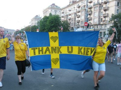 Спасибо Киев за гостеприимство, говорили фанаты Швеции.