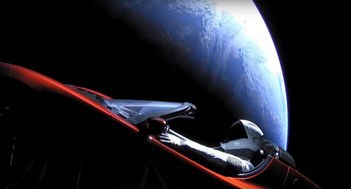 Электромобиль, Tesla, космос Электромобиль, Tesla, космос