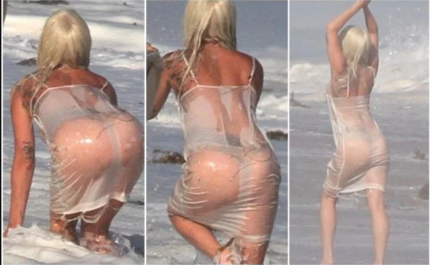 Леди Гага засветила ягодицы в мокром прозрачном платье: фото