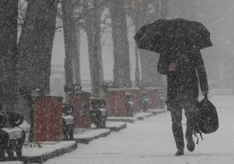 Киев,зима,снег,зонт