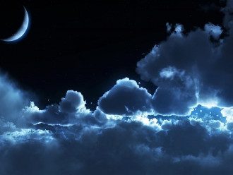 новолуние_Луна_небо_облака_ночь_лунный свет