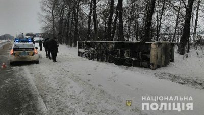 Под Черниговом перевернулся автобус Киев - Москва