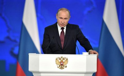 Владимир Путин на послании Федеральному Собранию.