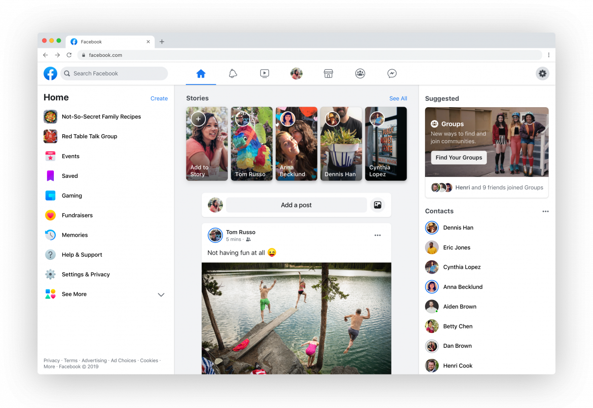 Новый дизайн соцсети / facebook.com Новый дизайн соцсети / facebook.com