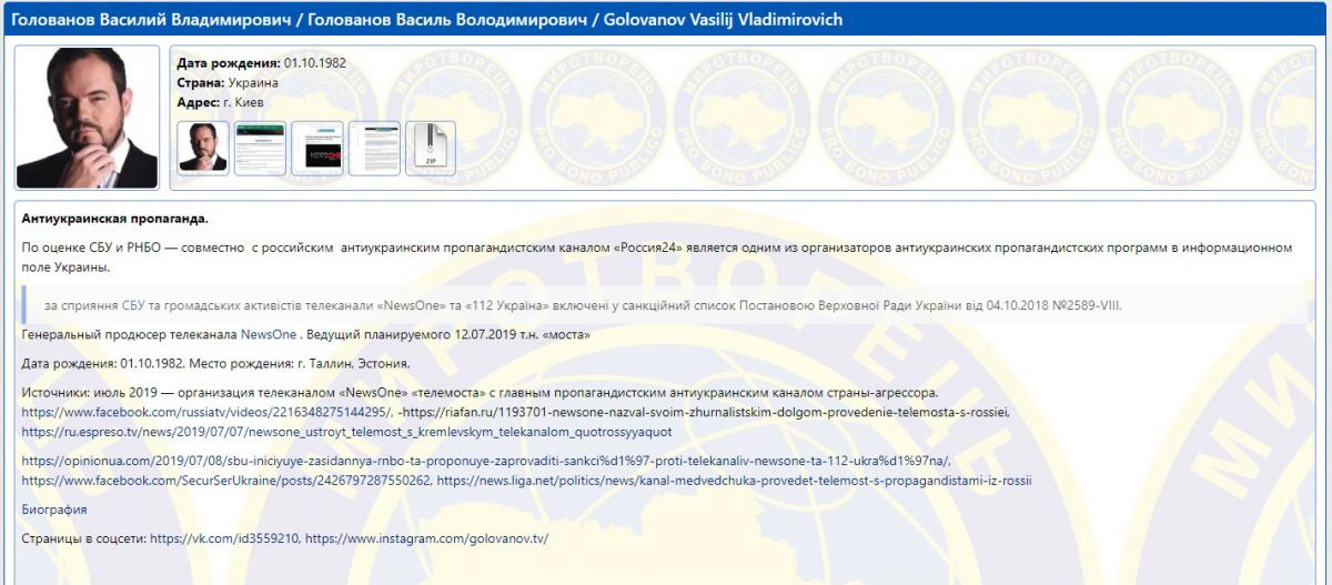 Василий Голованов и Елена Кирик попали в Миротворец
