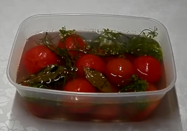 Маринованные помидоры быстрые можно есть через сутки после приготовления Маринованные помидоры быстрые можно есть через сутки после приготовления