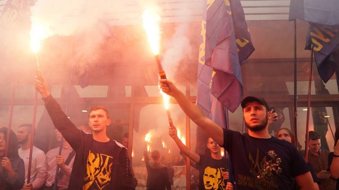 Нацкорпус устроил пикет Апелляционного суда из-за дела Цемаха