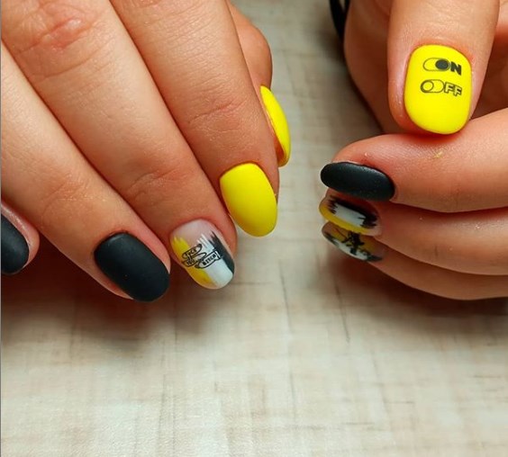 Модный желтый маникюр