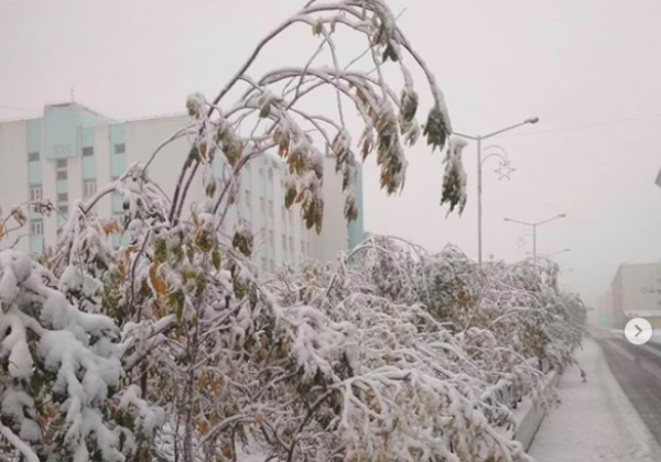 Зима посреди бабьего лета: город в России накрыло снегом