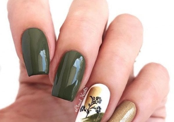 Модный оливковый маникюр – красивые идеи дизайна для осени 2019 - фото