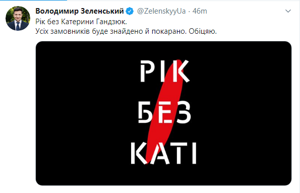 Зеленский пообещал найти и наказать заказчиков Гандзюк