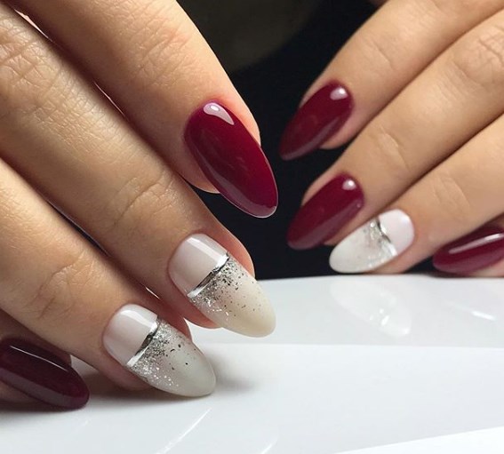 Модный бордовый маникюр