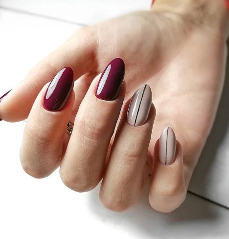 Модный бордовый маникюр
