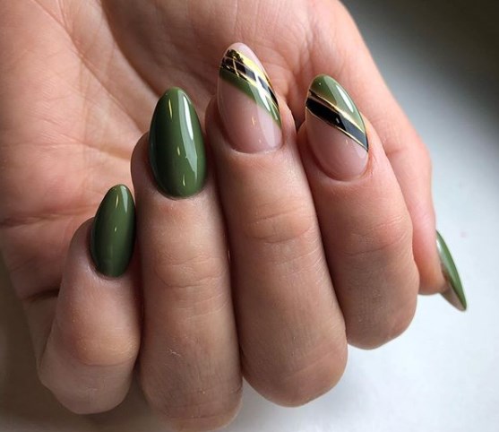 Оливковый маникюр 