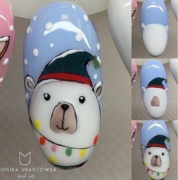 Голубой маникюр зима 2020