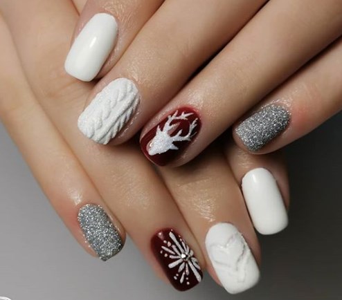 Зимний маникюр 2020 на короткие ногти