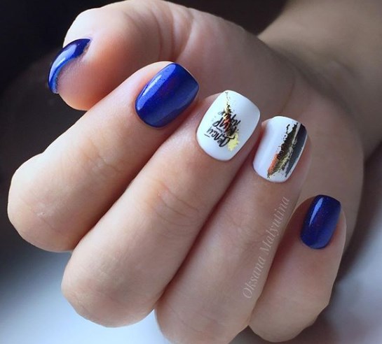 Зимний маникюр 2020 на короткие ногти