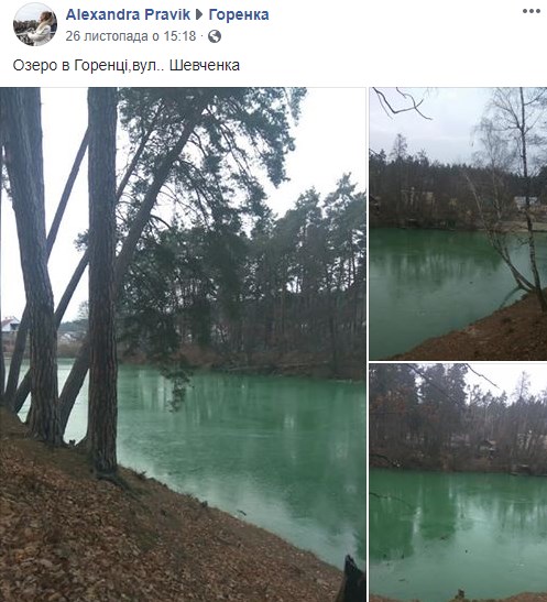 "Раздолбайство": под Киевом внезапно позеленело озеро "Раздолбайство": под Киевом внезапно позеленело озеро