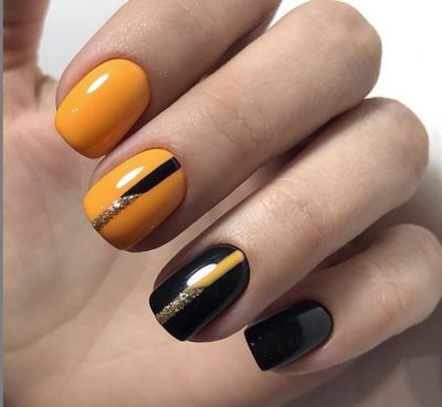 Модный оранжевый маникюр – великолепный френч, абстракция и огненный маникюр - фото