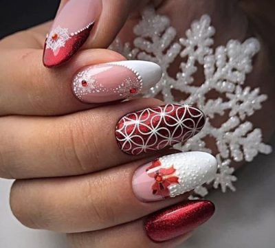 Новогодний маникюр 2020 – самый красивый французский маникюр на Новый год - фото