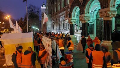 Протестующие возле НБУ требуют вернуть доллар по 27 гривен