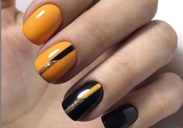 Модный оранжевый маникюр – великолепный френч, абстракция и огненный маникюр - фото