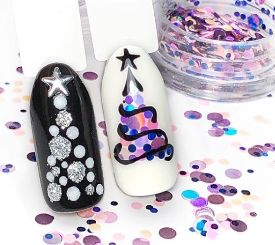 Черный новогодний маникюр 2020