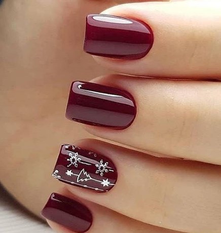 Новогодний маникюр марсала 2020