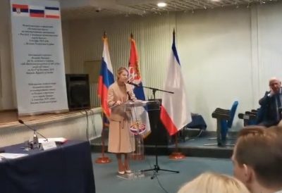 Поклонвская в Сербии заявила, что аннексированный Крым вернулся в РФ навсегда / скриншот из видео