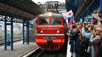 Поезд из Севастополя отправился в Россию / скриншот Поезд из Севастополя отправился в Россию / скриншот