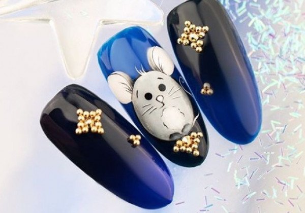 Маникюр зима 2020: самый красивый синий маникюр на Новый год 2020 - 39 фото