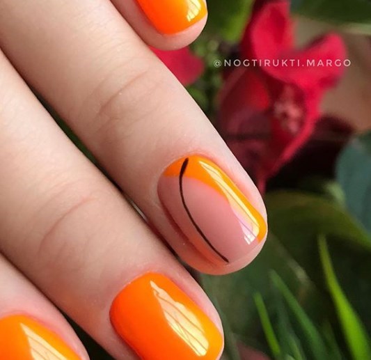 Оранжевый маникюр 2020