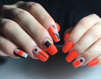Маникюр 2020 фото – красивый маникюр оранжевый френч и негативное пространство