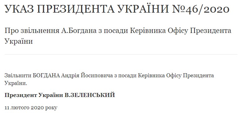 Богдан ушел от Зеленского: уволен глава ОП Богдан ушел от Зеленского: уволен глава ОП