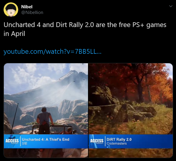 Твит с подтверждением игр PS Plus в апреле